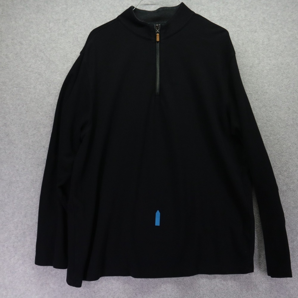Mizzen+Main Sweater Mens 2XL XXL 1/4 Zip‎ Pullover Mock Neck Black Long Sleeve